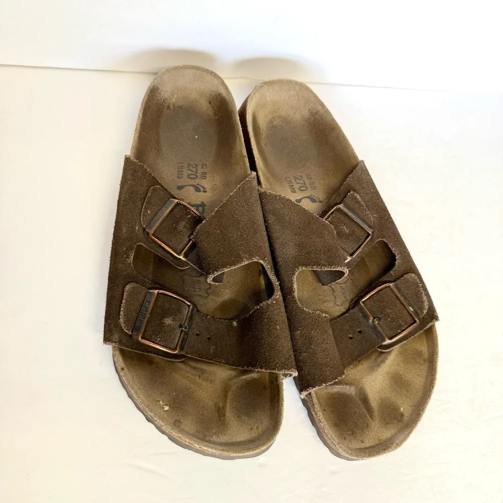Birkenstock Betula Arizona Suede Brown Slip On Slide Sandals Unisex W: 11 M: 9
